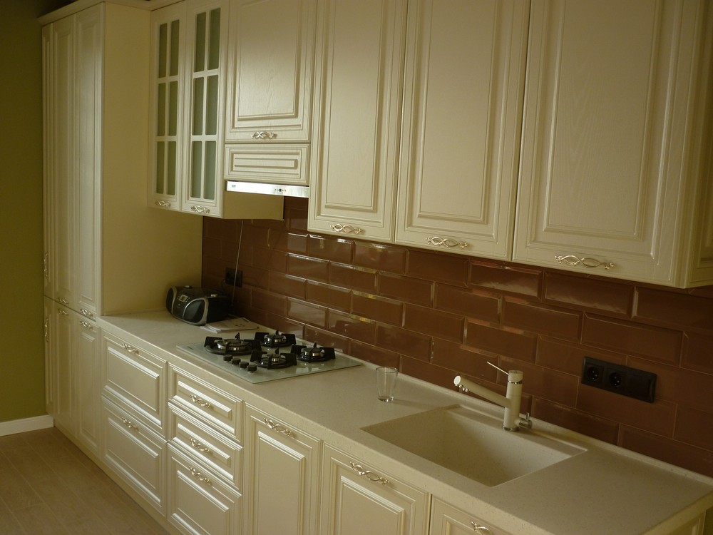 Белый кухонный гарнитур-Кухня МДФ в эмали «Модель 308»-фото2