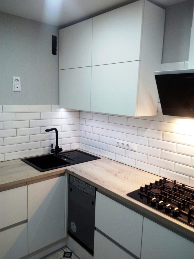 Белый кухонный гарнитур-Кухня из пластика «Модель 198»-фото2