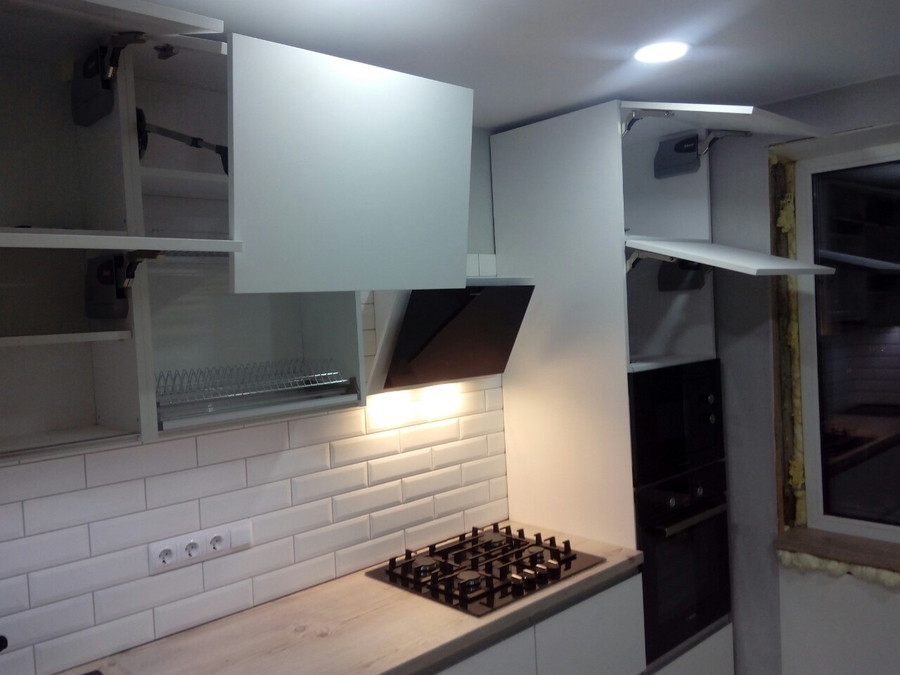 Белый кухонный гарнитур-Кухня из пластика «Модель 198»-фото5